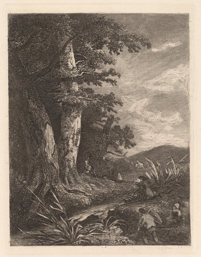 Cervo vicino a un ruscello da Alexandre Calame