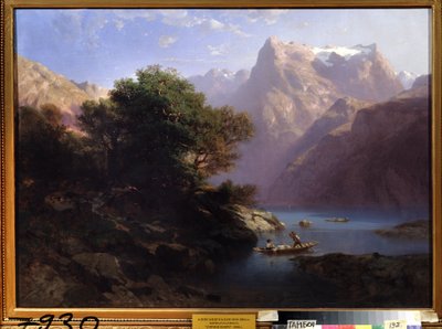 Paesaggio di montagna con lago in Svizzera da Alexandre Calame