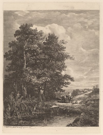 Cavalieri presso uno stagno da Alexandre Calame