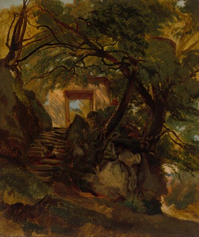Scala nel parco di Villa Chigi di Ariccia, 1844-1845 da Alexandre Calame