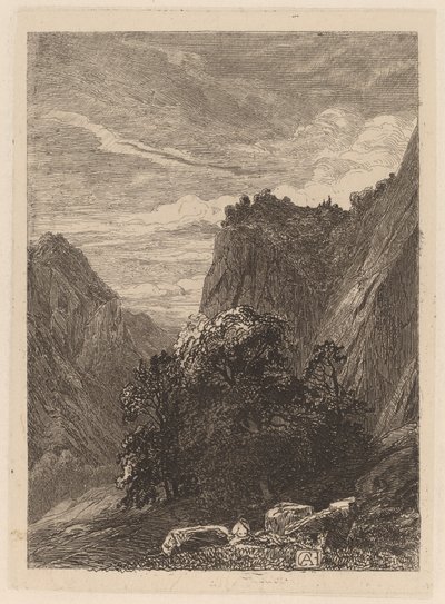 Alberi ai piedi di una scogliera da Alexandre Calame