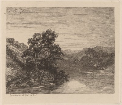 Alberi lungo un fiume da Alexandre Calame