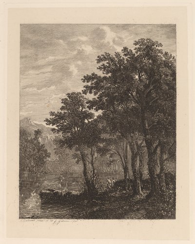 Alberi lungo un fiume da Alexandre Calame