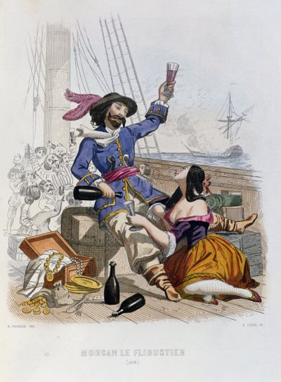 Morgan il Bucaniere nel 1668, da Histoire des Pirates di P. Christian, inciso da A. Catel, 1852 da Alexandre Debelle
