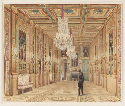 Vista della galleria di quadri al Château d