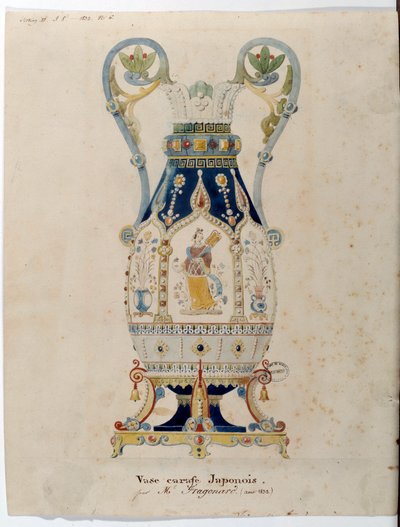 Caraffa giapponese. Acquerello di Alexandre Evariste Fragonard (1780-1850) 1832 Sèvres. Manifattura di porcellana da Alexandre Evariste Fragonard