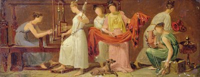 Sei donne che tessono in un interno da Alexandre Evariste Fragonard