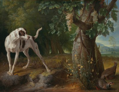Cane che Punta le Pernici in un Paesaggio da Alexandre Francois Desportes