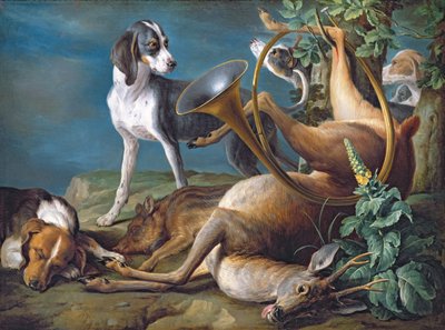 Natura morta di selvaggina con cani, 1730 da Alexandre Francois Desportes
