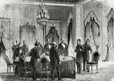 Conferenza di Costantinopoli, dicembre 1876, incisione, Turchia da Nicolas Toussaint Charlet