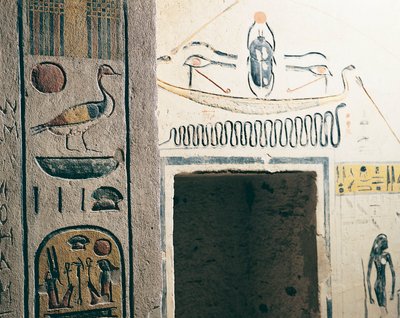 Egitto, Antica Tebe, Luxor, Valle dei Re, Tomba di Ramses IX, dettaglio del passaggio da Nicolas Toussaint Charlet