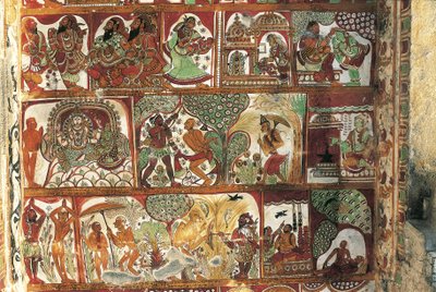 Affreschi che raffigurano la vita di Shiva nel santuario per Parvati, tempio di Nataraya, Chidambaram, Tamil Nadu, India, V secolo da Nicolas Toussaint Charlet