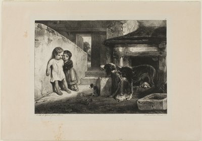 Bambini spaventati da un cane da Alexandre Gabriel Decamps
