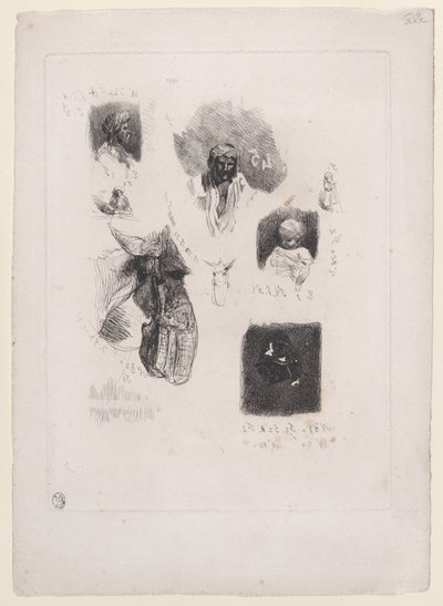 Foglio di schizzi da Alexandre Gabriel Decamps