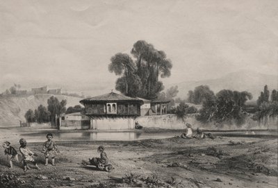 Padiglione al bordo di un fiume da Alexandre Gabriel Decamps