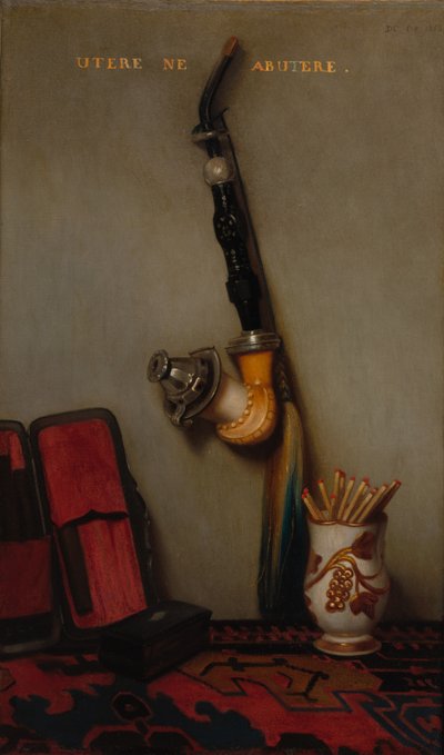 Natura morta con pipa e fiammiferi e Natura morta con aringa, pane e formaggio, 1858 da Alexandre Gabriel Decamps