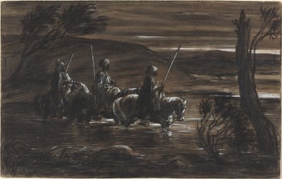 Tre Cavalieri Arabi che Attraversano un Fiume da Alexandre Gabriel Decamps