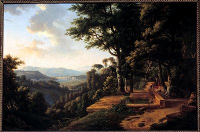 Il filosofo Jean Jacques Rousseau medita nel 1770 nel Parco de la Rochecordon vicino a Lione da Alexandre Hyacinthe Dunouy