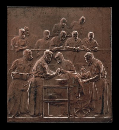 Monod che dimostra una procedura nella sala operatoria (verso) da Alexandre Louis Marie Charpentier
