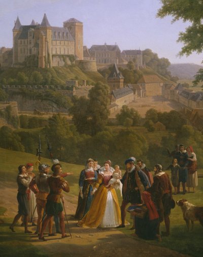 Vista del castello reale di Pau dove nacque il re Enrico IV di Francia e Navarra il 13 dicembre 1553 (dettaglio) da Alexandre Louis Robert Millin du Perreux
