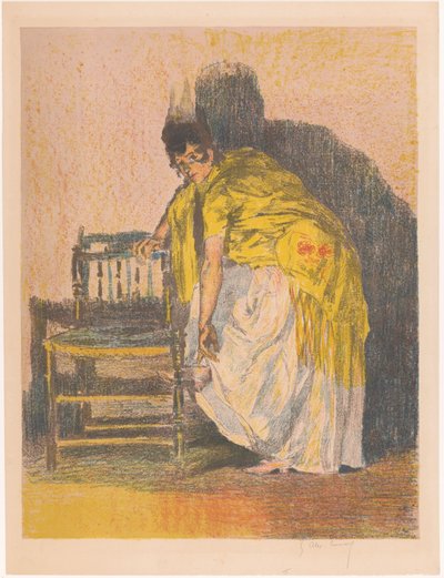 Donna spagnola che indossa una scarpa da Alexandre Lunois (signed by artist)