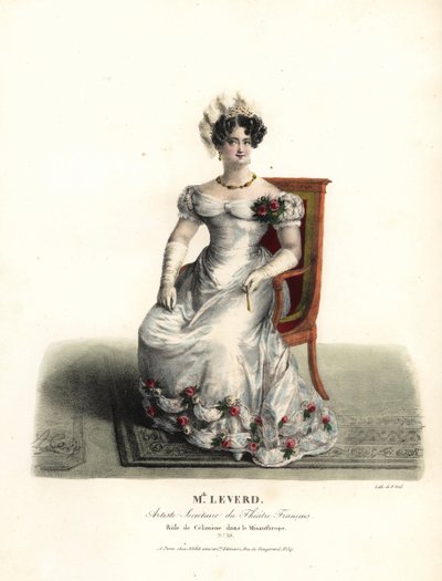 Danzatrice e attrice Miss Emilie Leverd come Celimene in Le Misanthrope di Moliere, Theatre Français da Alexandre Marie Colin