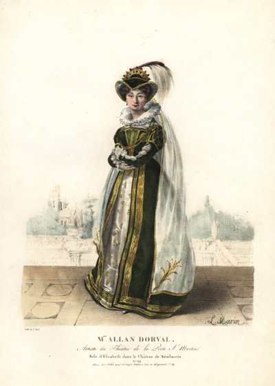 Marie Dorval o Madame Allan Dorval come Regina Elisabetta in Le Chateau de Kenilworth di Jean-Baptiste Blache e Henri Lemaire da Alexandre Marie Colin