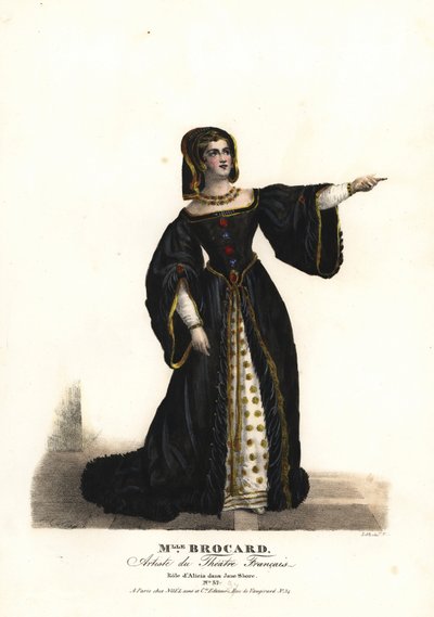 Miss Suzanne Brocard come Alicia in Jane Shore (Riccardo III e Jeanne Shore) di Nepumucene Lemercier, Théâtre Français da Alexandre Marie Colin