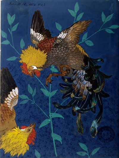 Decorazione per un vaso che rappresenta una specie di gallo da Alexandre Paul Avisse