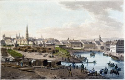 Veduta di Vienna dalla costa di Leopold-Stadt (lavori sul molo) - in "Viaggio pittoresco in Austria" di Conte Alexandre de Laborde, Parigi, ed. Elder Didot da Alexandre de Laborde
