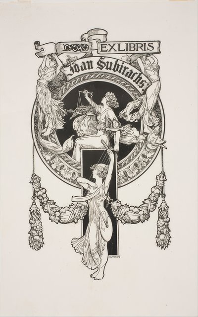 Ex libris di Joan Subirachs da Alexandre de Riquer