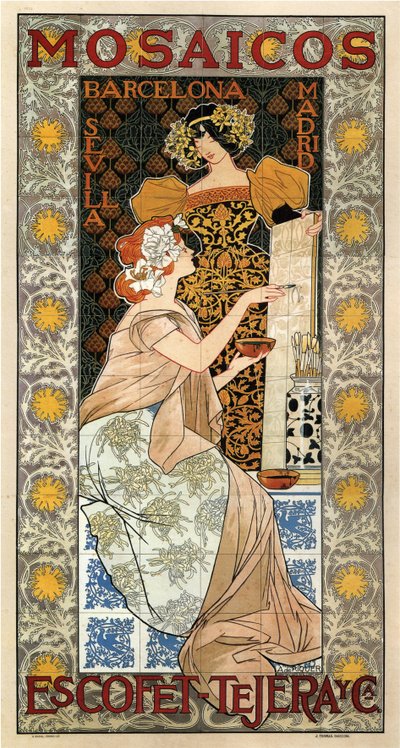 Poster pubblicitario Mosaicos Escofet-Tejera, 1900 da Alexandre de Riquer