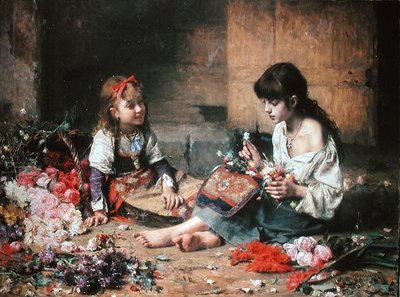 Le giovani fioraie da Alexei Alexevich Harlamoff