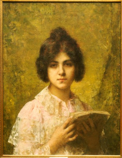 Giovane donna con un libro da Alexei Alexevich Harlamoff
