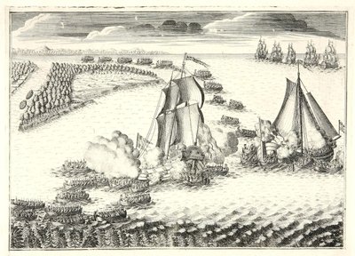 La battaglia alla foce della Neva il 18 maggio 1703, 1720s da Alexei Fyodorovich Zubov