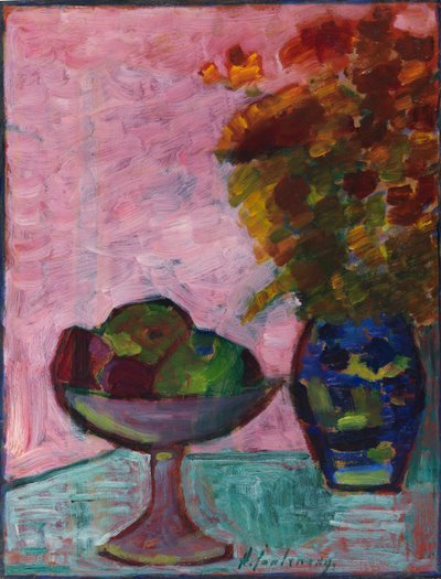 Natura morta con ciotola di frutta e vaso di fiori, ca 1932 da Alexei Javlensky von