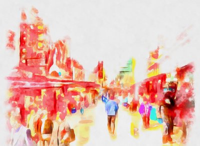 Passeggiata in città, 2020, (tecnica mista) da Alexei Makhov