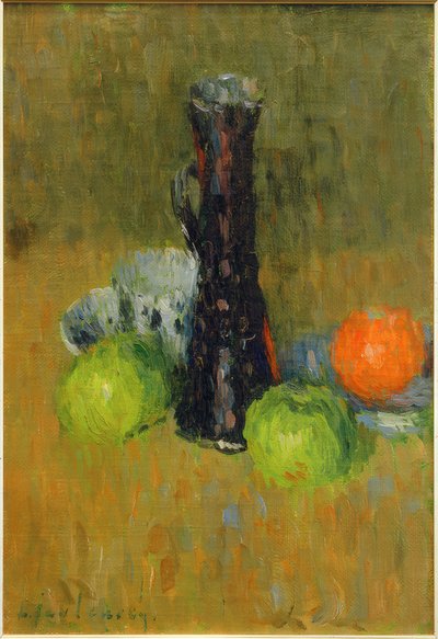 Brocca blu con mele verdi da Alexej von Jawlensky