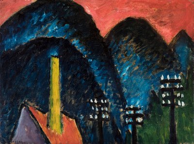 Paesaggio delle montagne blu con camino giallo, 1912 da Alexej von Jawlensky