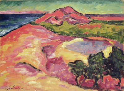 Scena costiera con collina rossa da Alexej von Jawlensky