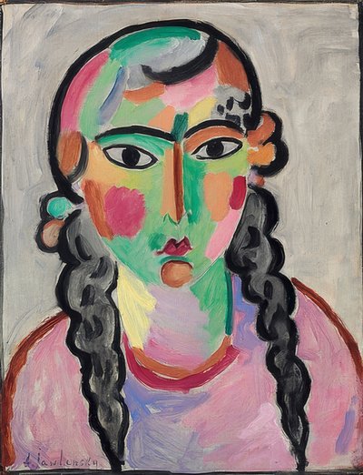 La ragazza pallida con trecce grigie. Circa 1916 da Alexej von Jawlensky