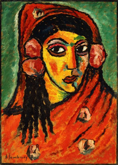 Spanierin mit rotem Schal da Alexej von Jawlensky