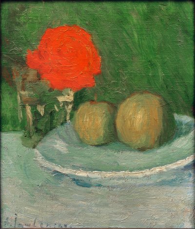Natura morta con mele e rosa da Alexej von Jawlensky