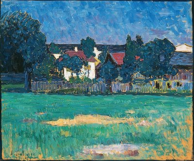 Paesaggio di Wasserburg con case e prato da Alexej von Jawlensky