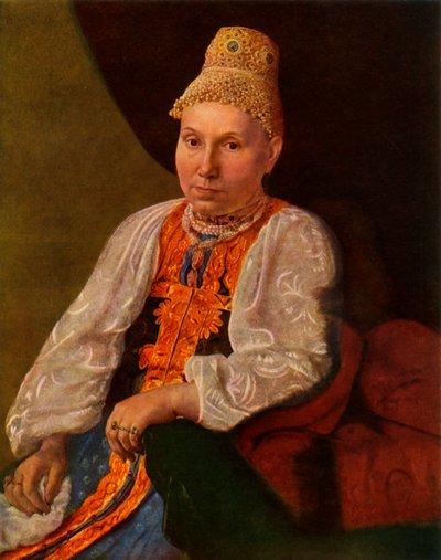 Ritratto della moglie di Obraztsov, il mercante di Rshev, 1830 da Alexey Venetsianov
