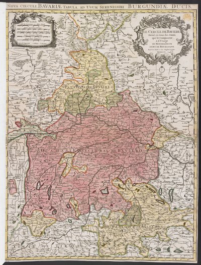 Mappa della Baviera da Alexis Hubert Jaillot