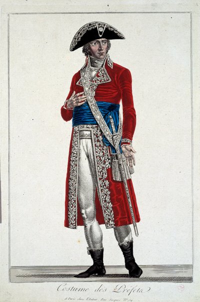 Un prefetto in costume rosso, incisione di Alexis Chataignier (1772-1817) da Alexis Chataigner