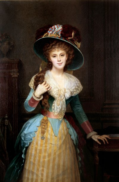 Ritratto di donna con grande cappello da Alexis Joseph Perignon