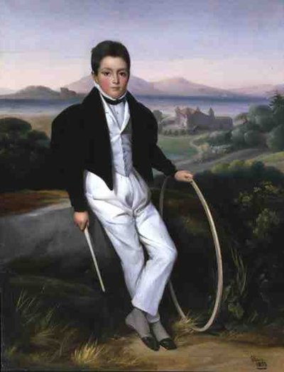 Ritratto di un Ragazzo con un Cerchio, detto Ferdinando Maria di Savoia (1822-55) 1833 da Alexis Leon Louis Valbrun