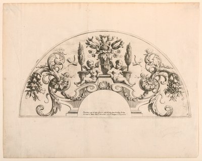Foglie di ventaglio, quinta e sesta tavola del set, "Divers Desseins de grands Eventails, Encrans, et autres Ornamens, inventati e incisi da Nicolas Loire" da Alexis Loir